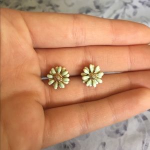 Green flower earrings